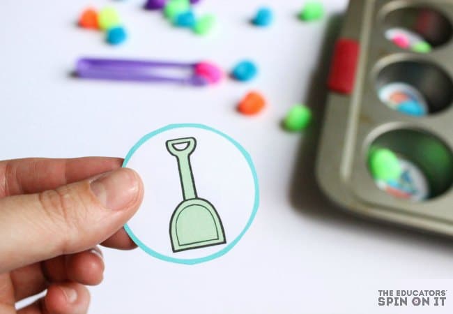 75 Beach Muffin Tin Syllable Game-1 - The Educators' Spin On It Beach Fun and Learning, Make and Play this Summer Muffin Tin Syllable Counting Game