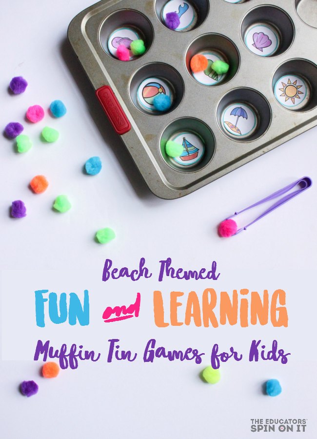75 Beach Muffin Tin Syllable Game-3 - The Educators' Spin On It Beach Muffin Tin Syllable Game for Kids