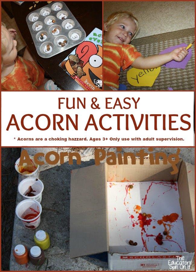 Acorn Activities - The Educators' Spin On It FUN & EASY Acorn Activities for kids: teach math, craft, and reading with acorns
