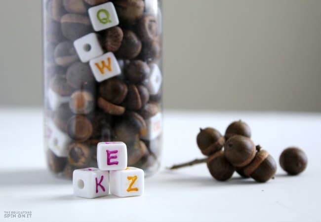 Alphabet Acorn Sensory Jar Game - The Educators' Spin On It Alphabet Acorn Sensory Jar Game