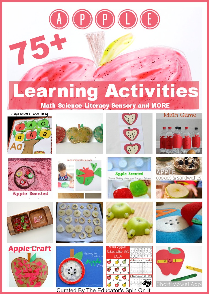 Apple Learning Activities for Apple Math, Apple Science, Apple Literacy and More. Great for Parents, Teachers, and Homeschooling