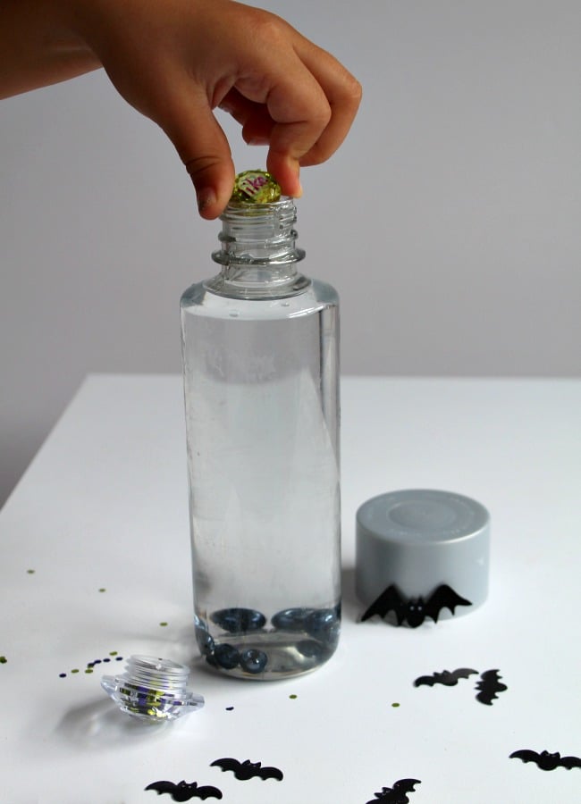 bat-themed-sight-word-sensory-word-bottle-for-kids - The Educators' Spin On It Bat Themed Sight Word Sensory Bottle