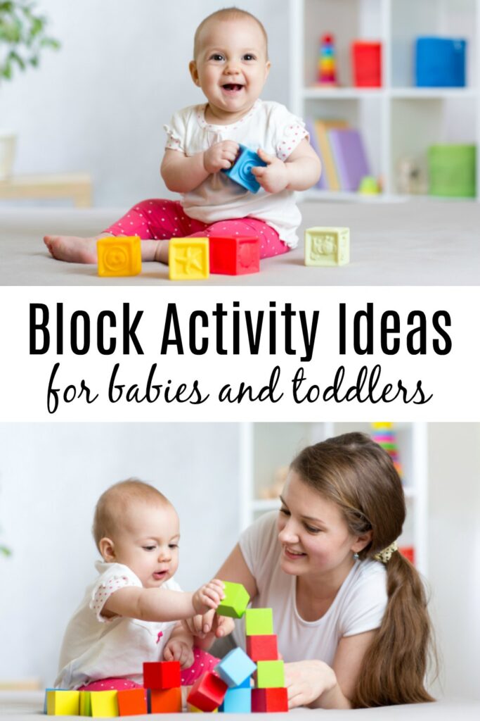 block-activity-ideas-for-babies-and-toddlers - The Educators' Spin On It baby toddler playing color blocks toys at home