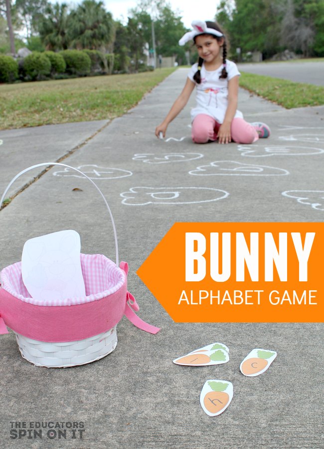 Bunny Alphabet Game with Sidewalk Chalk for Movement and ABC Fun for Preschoolers - The Educators' Spin On It Bunny Alphabet Game with Sidewalk Chalk for Movement and ABC Fun for Preschoolers
