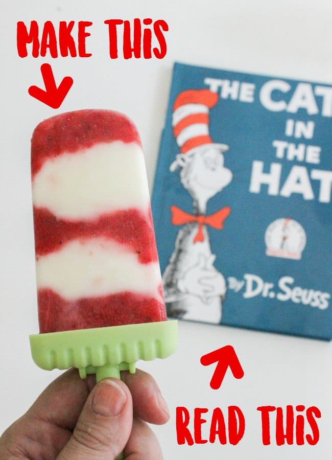 Cat in the Hat inspired 2 Ingredient Popsicles-6 - The Educators' Spin On It Cat in the Hat inspired 2 Ingredient Popsicles for kids to make and eat! popsicle recipe