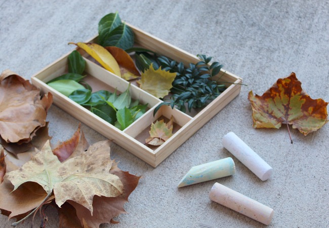 chalk-activity-with-leaves-for-outdoor-fun - The Educators' Spin On It chalk activity with leaves for kids
