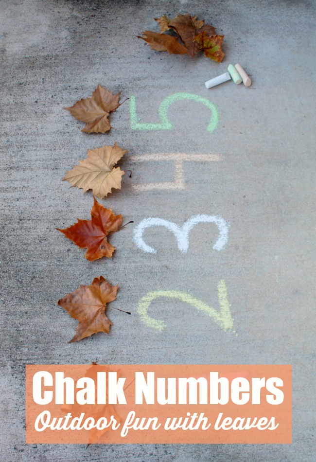 chalk-numbers-outdoor-fun-with-leaves - The Educators' Spin On It chalk numbers outdoor fun with leaves