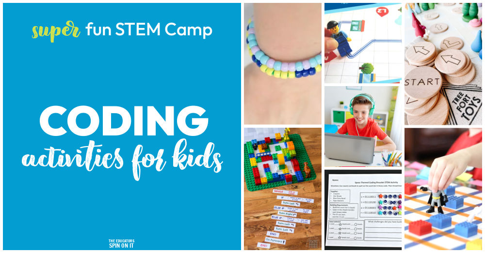 coding-STEM-camp-activities - The Educators' Spin On It Coding STEM Camp Activities for kids. Coding Themed materials, books and activities for kids.