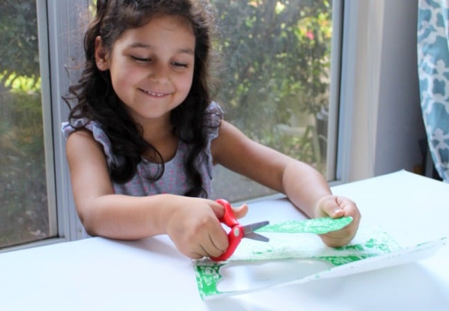cutting-tree-shape-from-marble-painting-paper - The Educators' Spin On It Scissor skills with apple tree craft