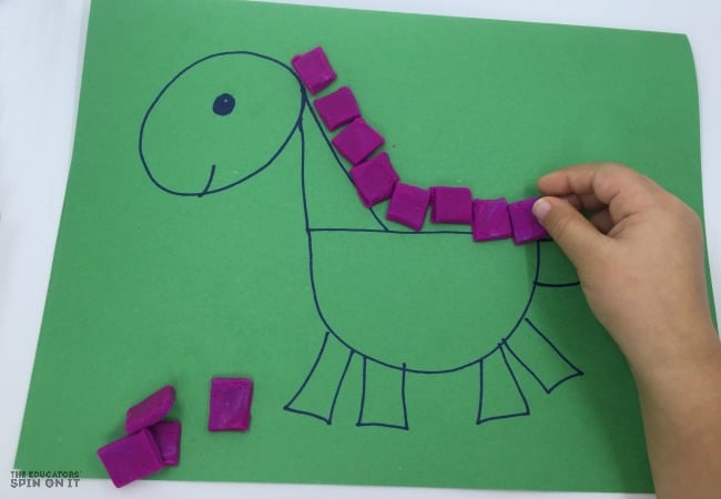 Dinosaur Shapes with Squares - The Educators' Spin On It Dinosaur Shapes for Kids with Playdough