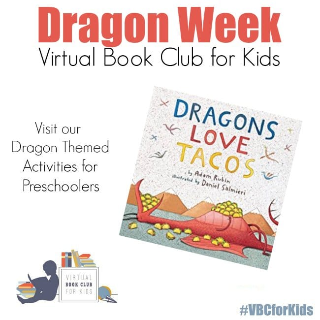 Dragon Week for the Virtual Book Club for Kids - The Educators' Spin On It Dragons Love Tacos Book cover with Dragon Themed Activities for Preschoolers