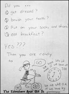 A written checklist for morning routines