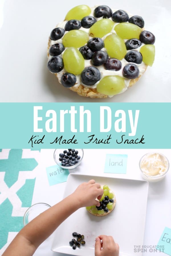 Earth Day Kid Made Fruit Snack with Rice Cake - The Educators' Spin On It Earth Day Kid Made Fruit Snack with Rice Cake, Blueberries and Grapes