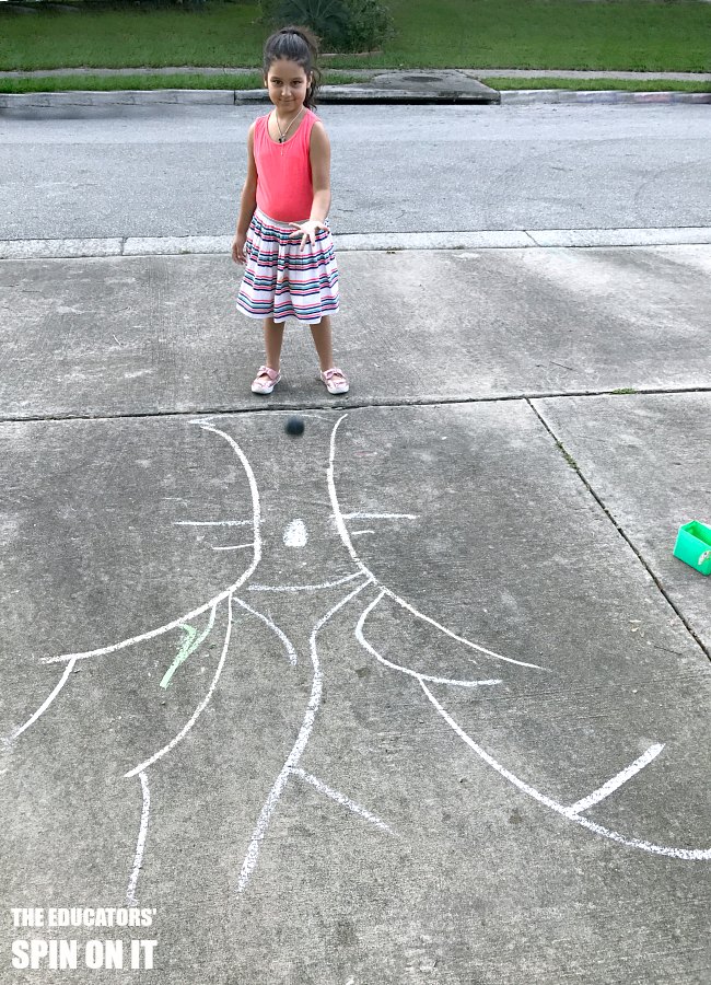 Fall Movement Game for Preschoolers with Sidewalk Chalk - The Educators' Spin On It