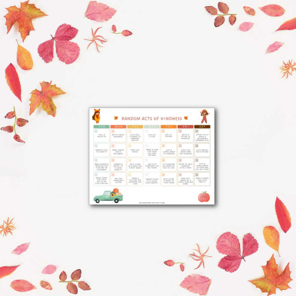 fall-random-acts-of-kindness - The Educators' Spin On It Fall Random Acts of Kindness Checklist