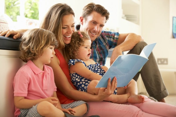 family-reading-first-day-of-school-books- - The Educators' Spin On It Family reading first day of school books with son and daughter.