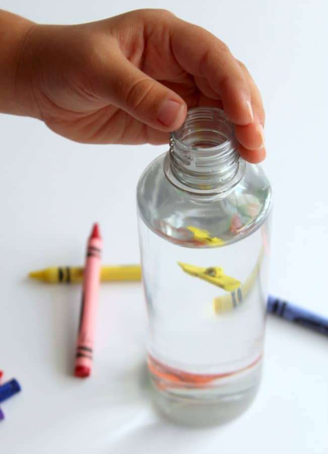 Fine Motor Activity with Crayon Sensory Bottle - The Educators' Spin On It fine Motor Activity with Crayons and sensory bottle