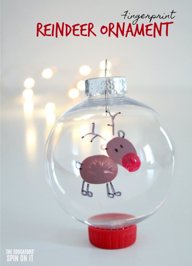 Fingerprint Reindeer Ornament for Preschoolers for Christmas - The Educators' Spin On It Fingerprint Reindeer Ornament for Preschoolers for Christmas