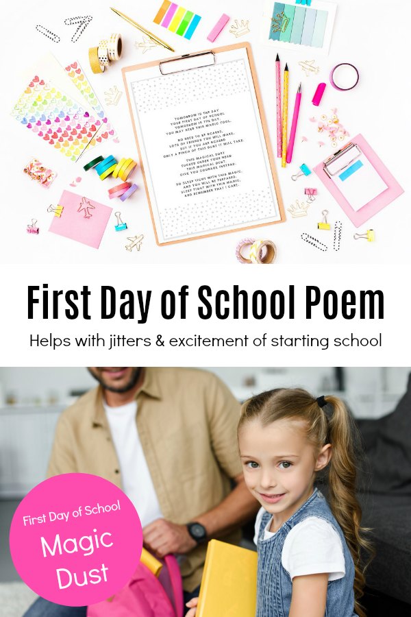 first-day-of-school-poem-magic-duct - The Educators' Spin On It Kindergartner getting ready for the first day of school with printable Magic Dust Poem
