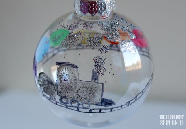 Glitter Train Ornament with Fingerprint Train for Kids - The Educators' Spin On It Glitter Train Ornament with Fingerprint Train for Kids