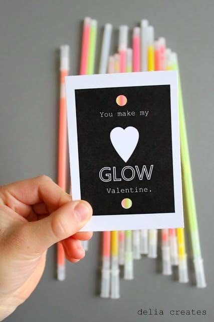 Glow in the Dark themed Valentine with printable saying "You make my heart glow valentine."