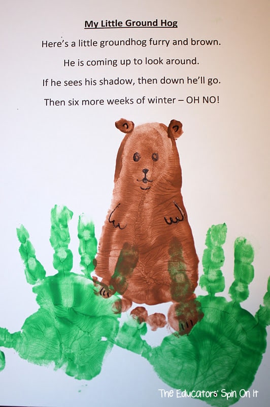 Groundhog+Footprint+and+handprints.jpg - The Educators' Spin On It groundhog footprint craft