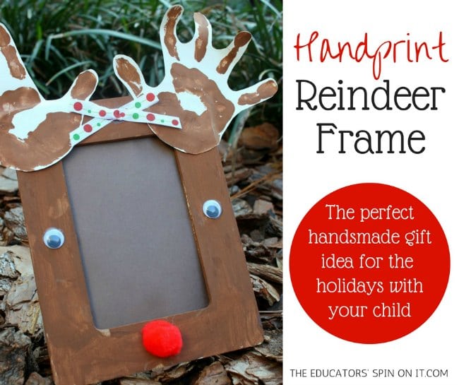 Handprint Reindeer Frame for Kids - The Educators' Spin On It Handprint Reindeer Frame for Kids #christmas #handprintcraft