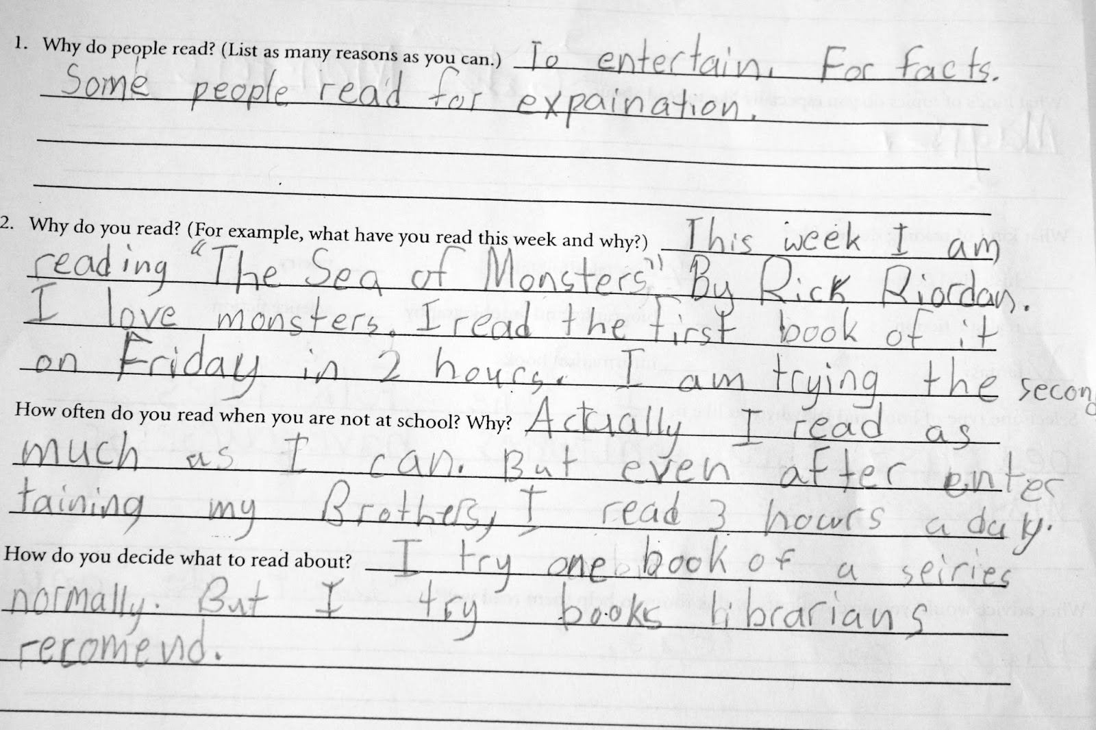 3rd Grade Reading Interview