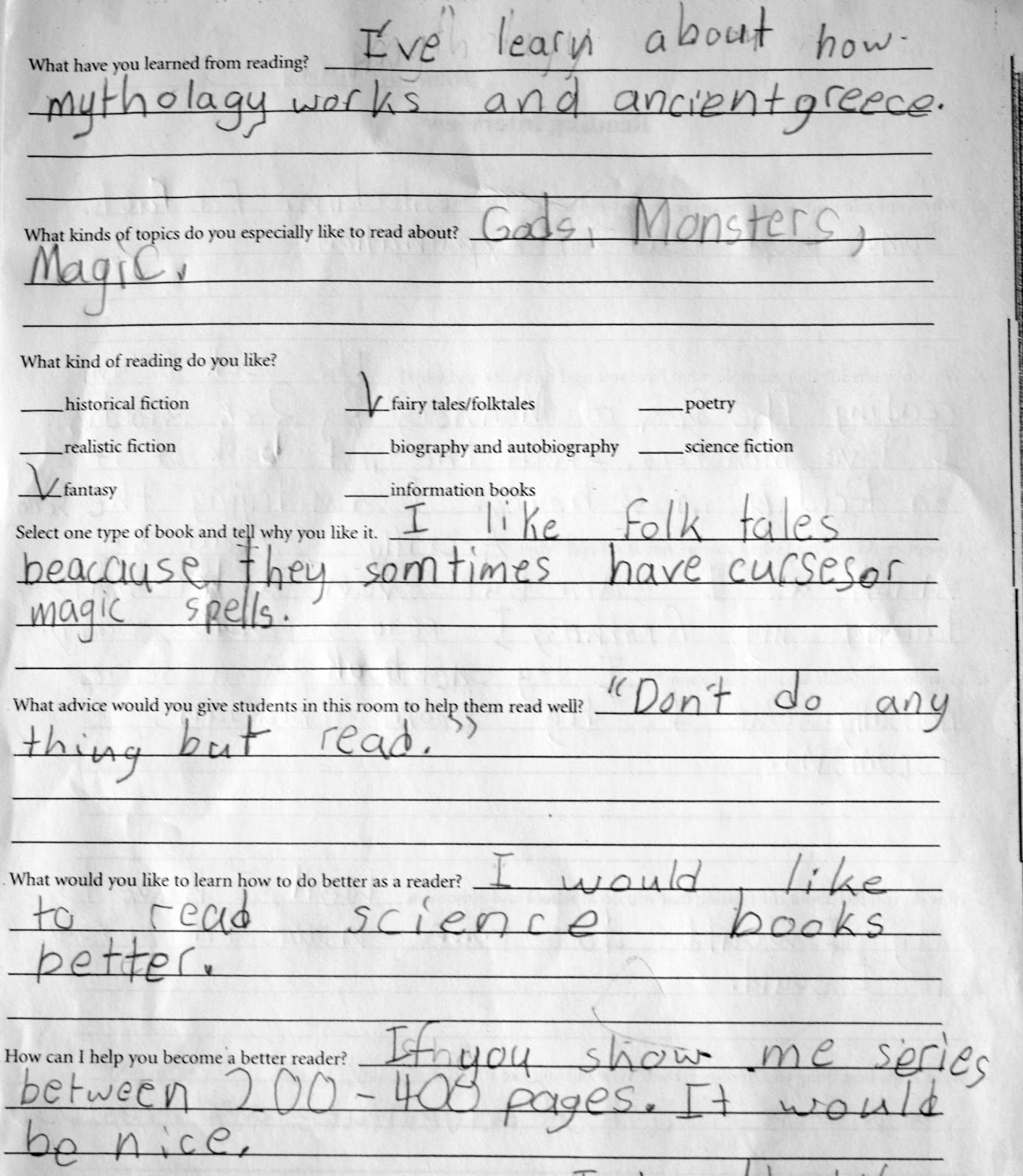 Back-to-school reading interview questions for grade schooler