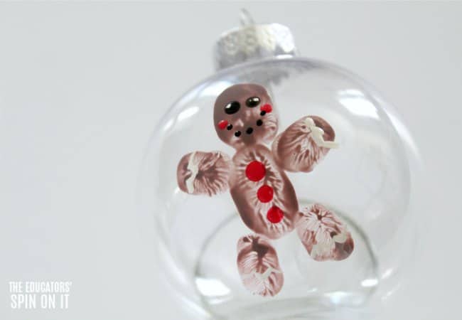 Kid Made Gingerbread Man Ornament with Fingerprints for Christmas - The Educators' Spin On It Kid Made Gingerbread Man Ornament with Fingerprints for Christmas