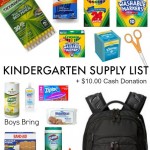 Kindergarten Supply List with items highlighted for a child's backpack