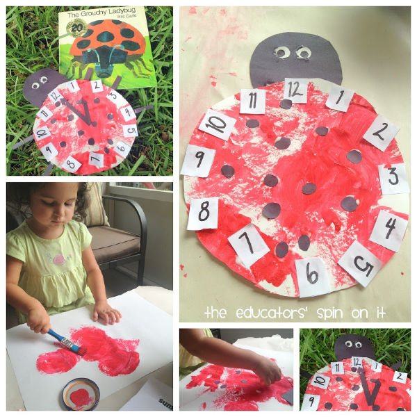 Ladybug-Clock-from-The-Educators-Spin-On-It - The Educators' Spin On It child making ladybug clock inspired by the book The Grouchy Ladybug by Eric Carle