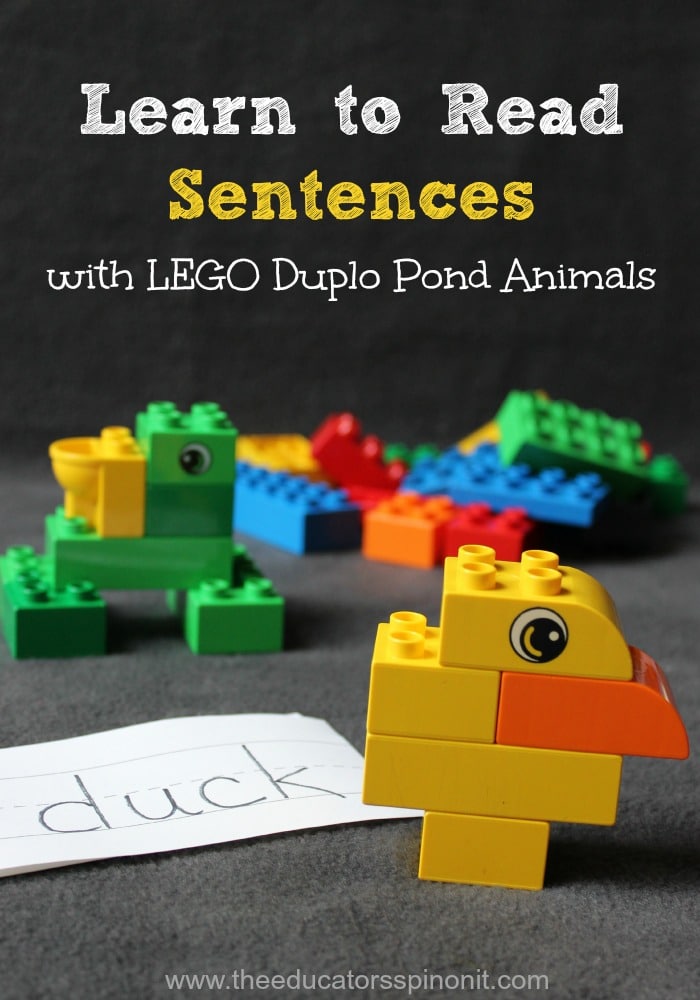 LEGO%2Bpond%2Banimal%2Bsentences.jpg - The Educators' Spin On It LEGO pond animals with learning to read word cards