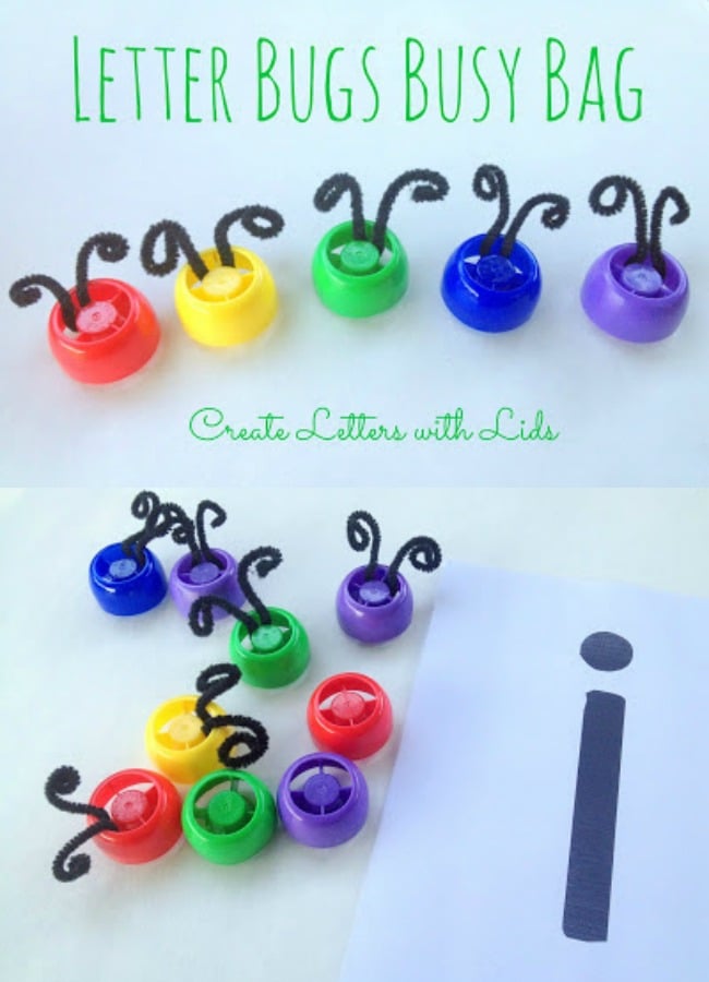 Letter Bugs Busy Bag for Kids - The Educators' Spin On It Letter Bugs Busy Bag Idea for Kids with Lids and ABC Printable