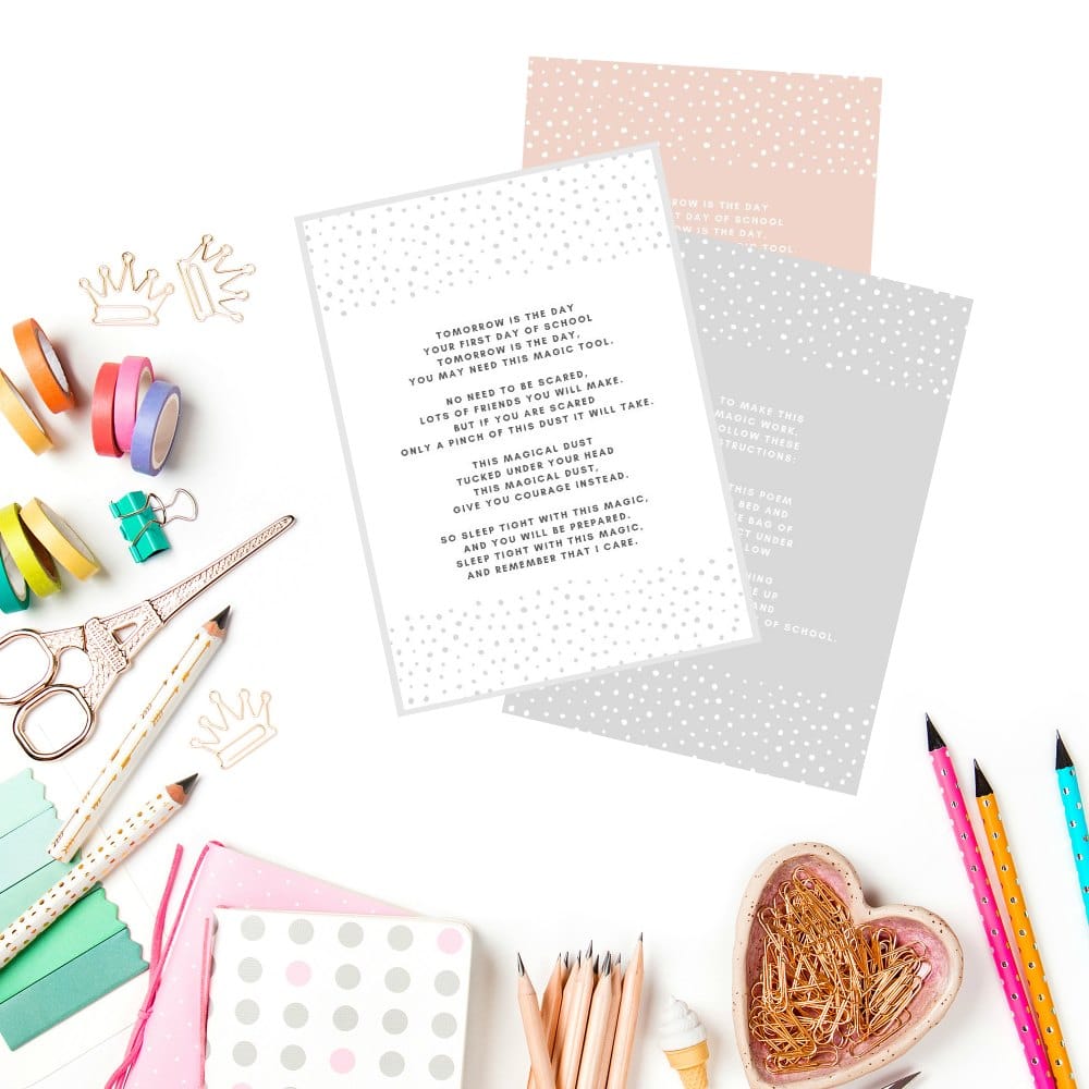 magic-dust-first-day-of-school-poem - The Educators' Spin On It Magic Dust First Day of School Poem with school supplies.