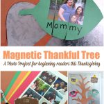 magnetic Thankful Tree a photo project for beginning readers this Thanksgiving