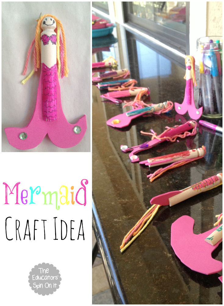 Mermaid Craft Idea at The Educators Spin On It 1 - The Educators' Spin On It Clothespin Mermaid Craft Idea for Kids at Ocean Themed Birthday Party