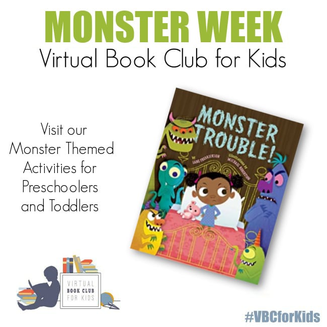 Monster Week themed books and activities for Preschoolers - The Educators' Spin On It monster week featuring the book Monster Trouble