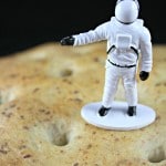 Close up of Moon Bread Recipe and Astronaut Toy