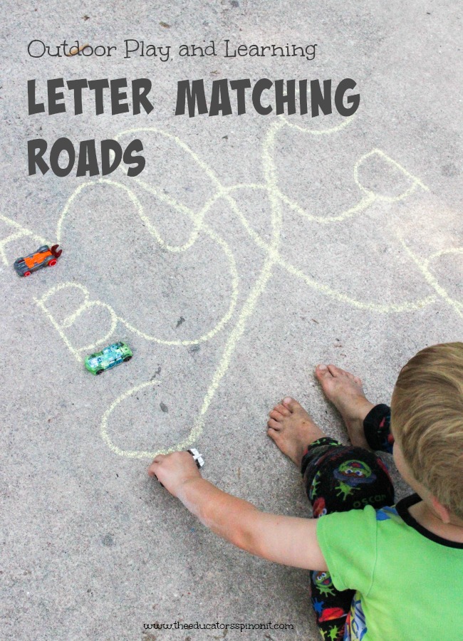 Outdoor Car Play and Learning Alphabet Matching Roads - The Educators' Spin On It Letter matching roads: a great way to practice the alphabet outside. Letter learning fun!