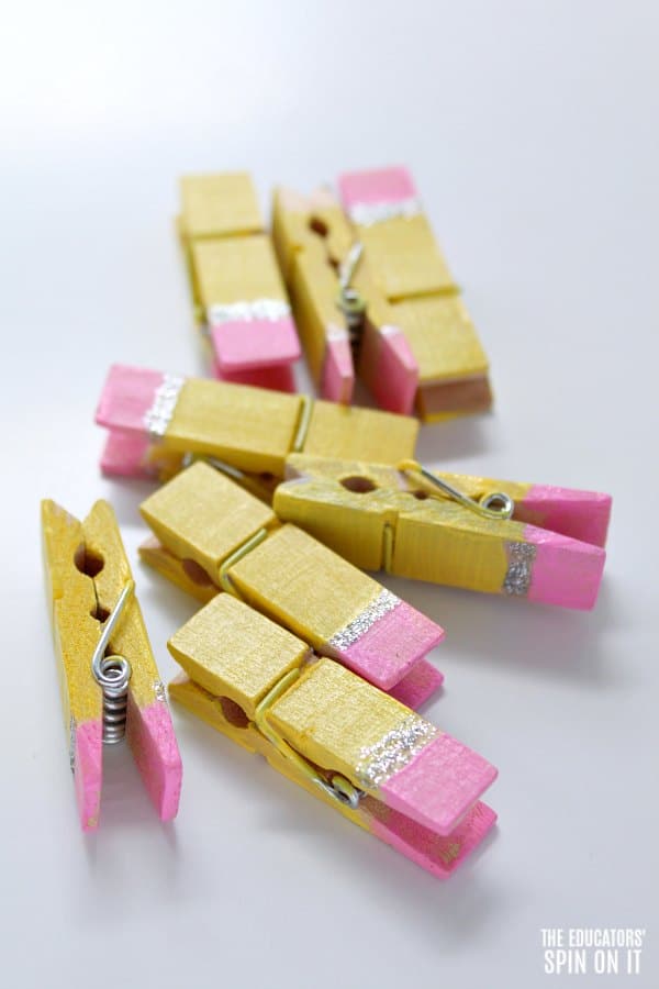 Pencil Themed Clothespins for Back to School Literacy Fun - The Educators' Spin On It Painted Pencil Themed Clothespins for Back to School Literacy Fun
