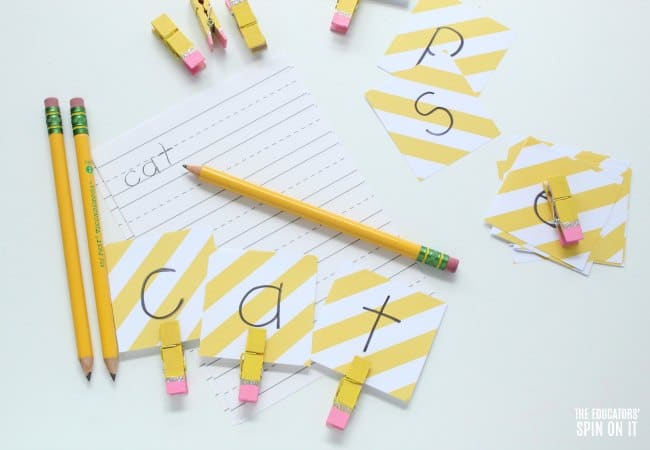 Pencil Themed Word Family Game for Back to School with Beginning readers - The Educators' Spin On It Pencil Themed Word Family Game for Back to School with Beginning readers