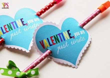 Pencil themed valentine with printable saying "Valentine, you are just write"