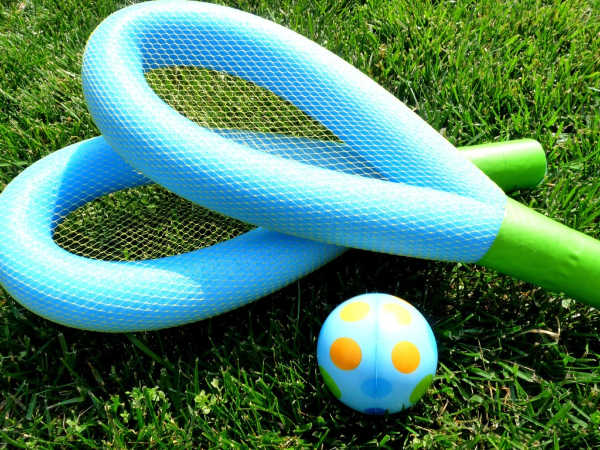 pool-noodle-tennis-game - The Educators' Spin On It playing tennis with homemade pool noodle rackets