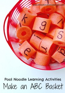 Pool%2BNoodle%2BAlphabet%2Bbasket.jpg - The Educators' Spin On It Pool Noodle Alphabet Basket. A fun pool noodle game idea for kids