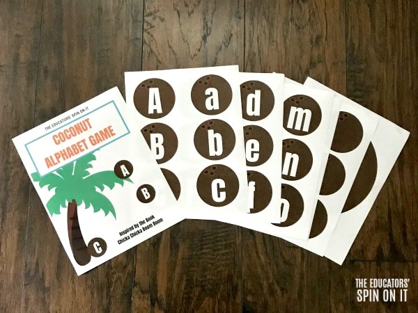 printable-game-for-chicka-chicka-boom-boom-book-with-alphabet - The Educators' Spin On It Printable alphabet letters on coconut shapes for chicka chicka boom boom coconut tree game
