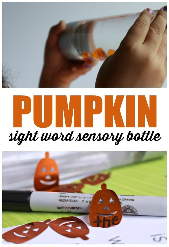 pumpkin-sight-word-sensory-bottle-game-for-beginning-readers - The Educators' Spin On It Pumpkin Sight Word Sensory Bottle Game for Beginning Readers