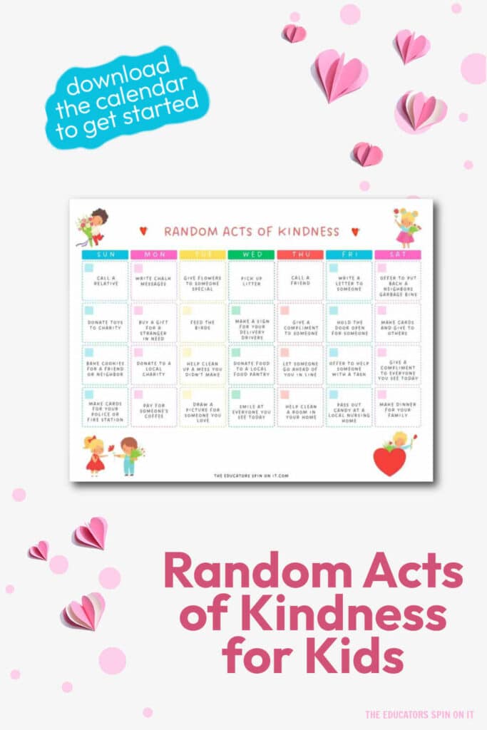 random-acts-of-kindness-for-kids-calendar - The Educators' Spin On It Random Acts of Kindness Calendar for Kids