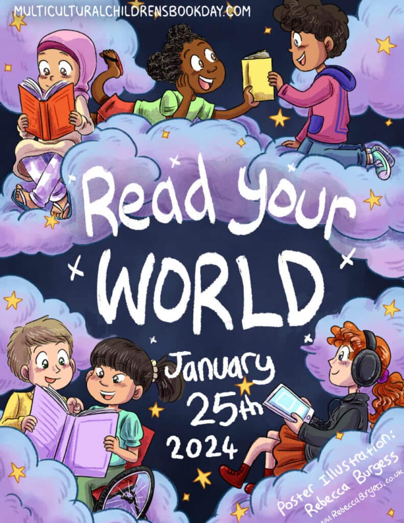 Read Your World poster 2024 - The Educators' Spin On It Read Your World Poster to celebrate Multicultural Children's Book Day