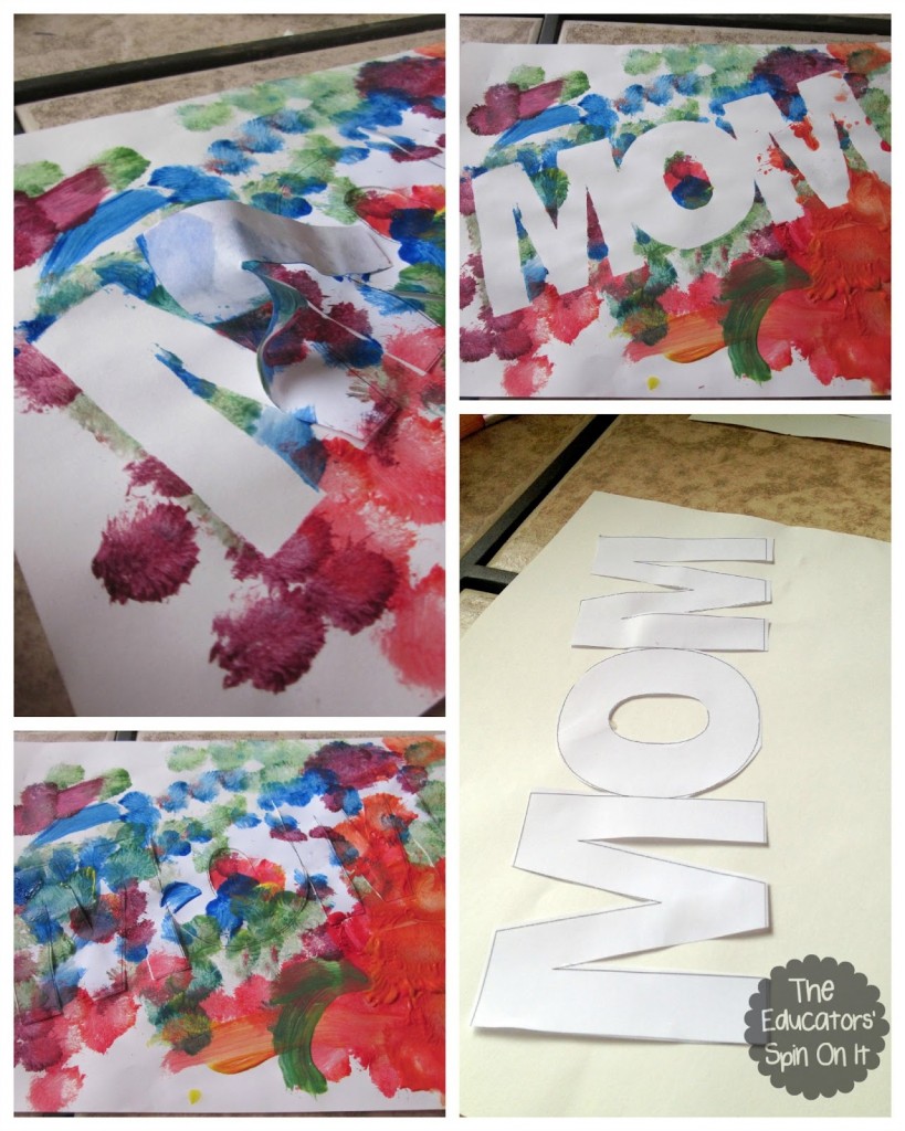 Resist+Paint+Idea+for+Mother%27s+Day+Painting+.jpg - The Educators' Spin On It MOM outline with paint resist art project for Mother's Day Craft